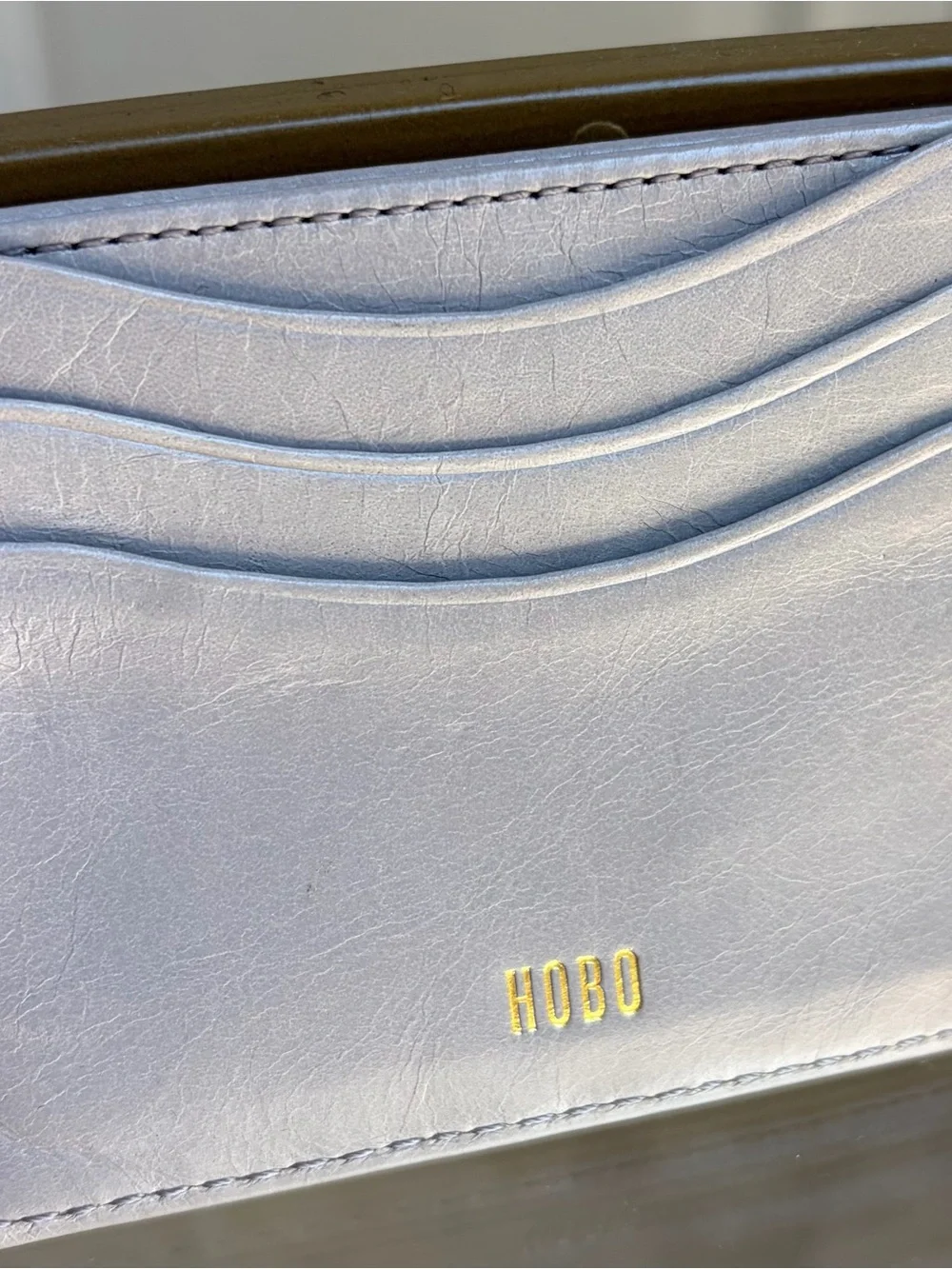 HOBO Pale grey Leather Card Sleeve with Gold Logo